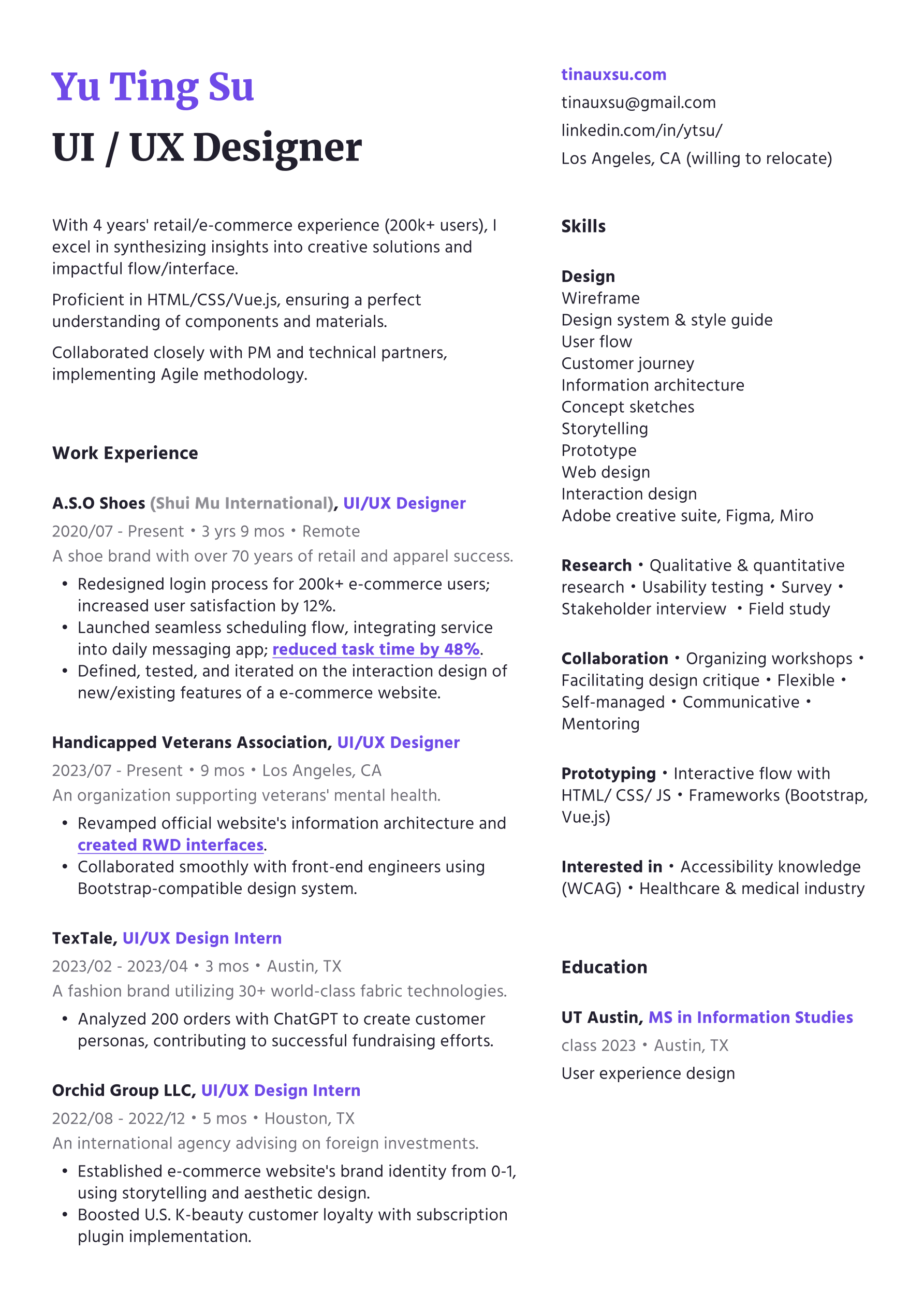 Yu Ting Su's resume (pdf file).